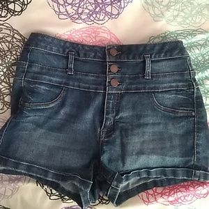 Dark wash high waisted shorts
